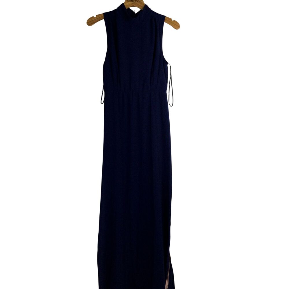 Lulus Womens Mock-Neck Maxi Dress Sleeveless Casual Navy Blue Size Medium NWT